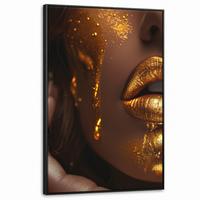 LEINWAND Bilder mit Rahmen - Frau - Gold - Luxus - Porträt - 80x120 - Goldfarben, Textil (80/120cm) - MuchoWow