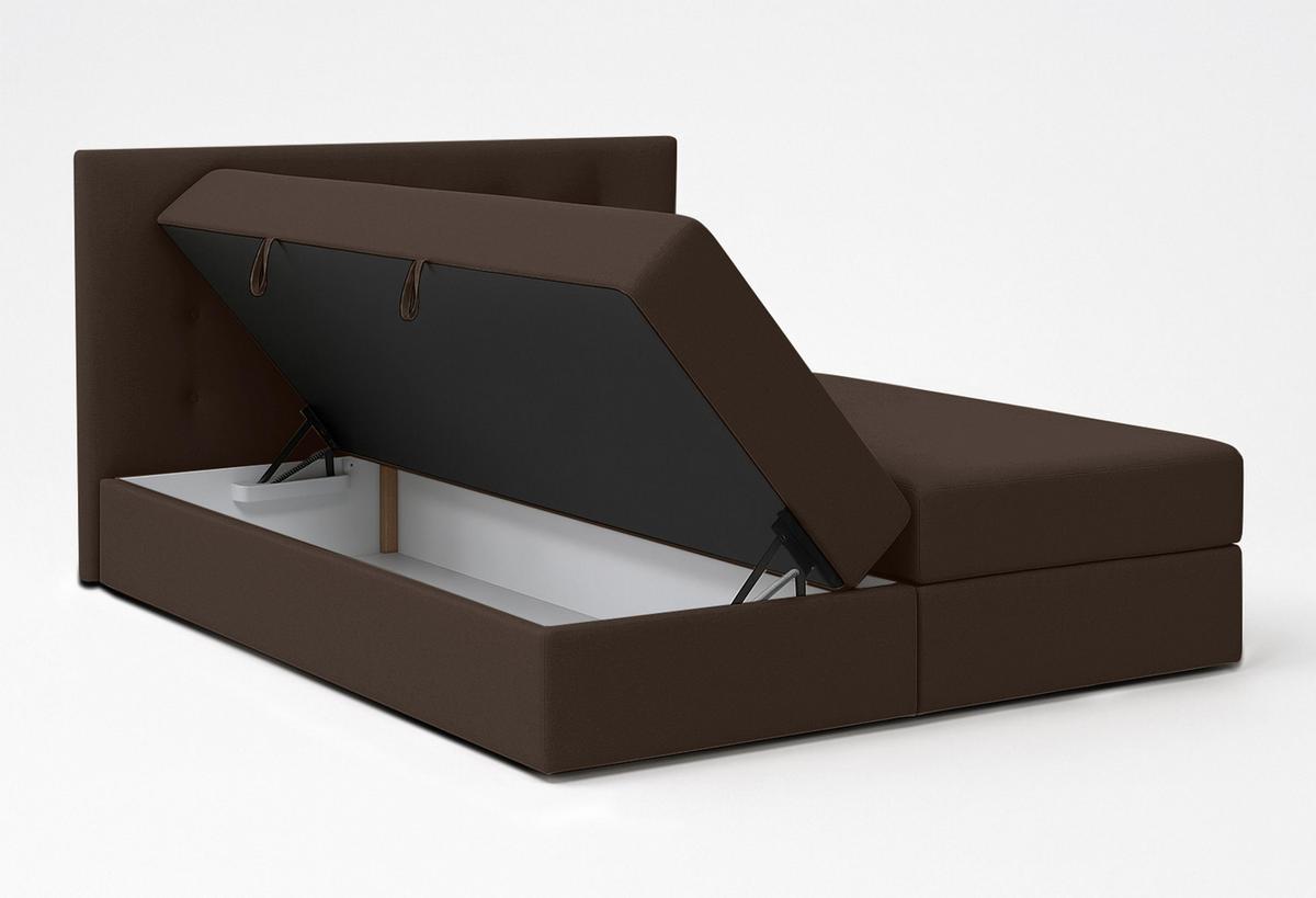 BOXBETT BAUNEI 160x200 cm mit Bettkasten und Matratze - Braun + TOPPER - Schwarz/Braun, Holz/Holzwerkstoff (160/200cm) - AX Living