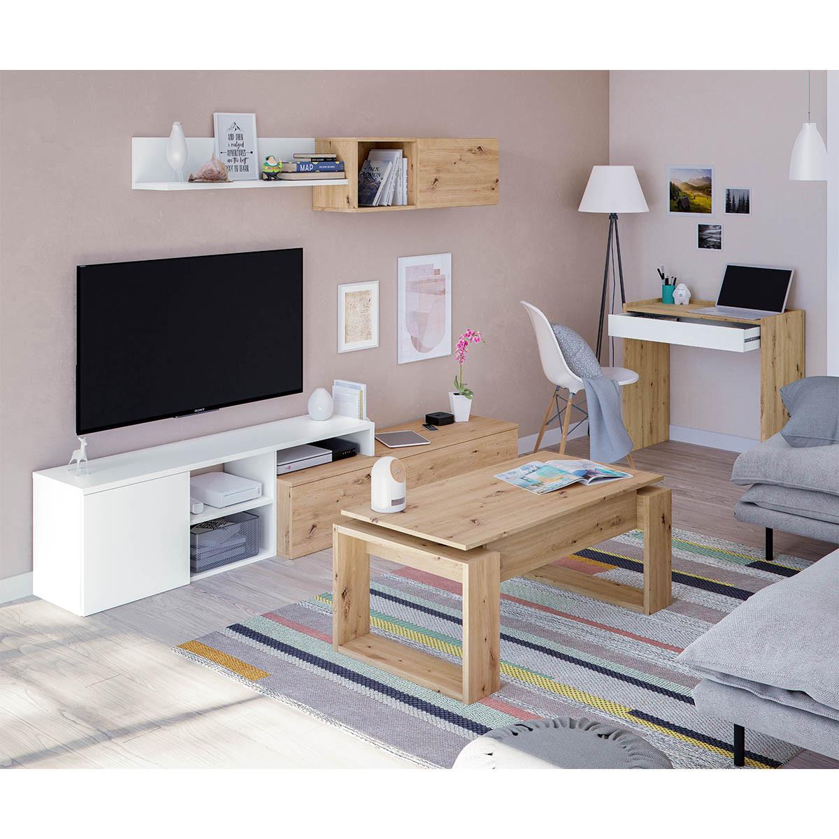 DESIGN Couchtisch mit hochklappbarer Tischplatte L102 cm - Ciara - Eiche Artisan, Holzwerkstoff (8.3/50/43cm) - Calicosy