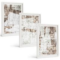 BILDER SET 3er Set - 40x60 cm Weißer Rahmen - Abstrakte Muster, weiß, braun - Weiß, Kunststoff (40/60cm) - TULUP