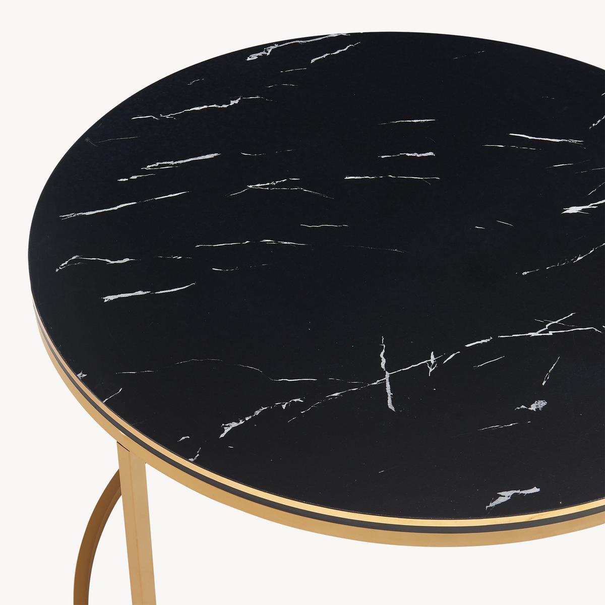 COUCHTISCH Aulum 70/70/50 - Goldfarben/Schwarz, Holzwerkstoff/Metall (70/70/50cm) - [en.casa]