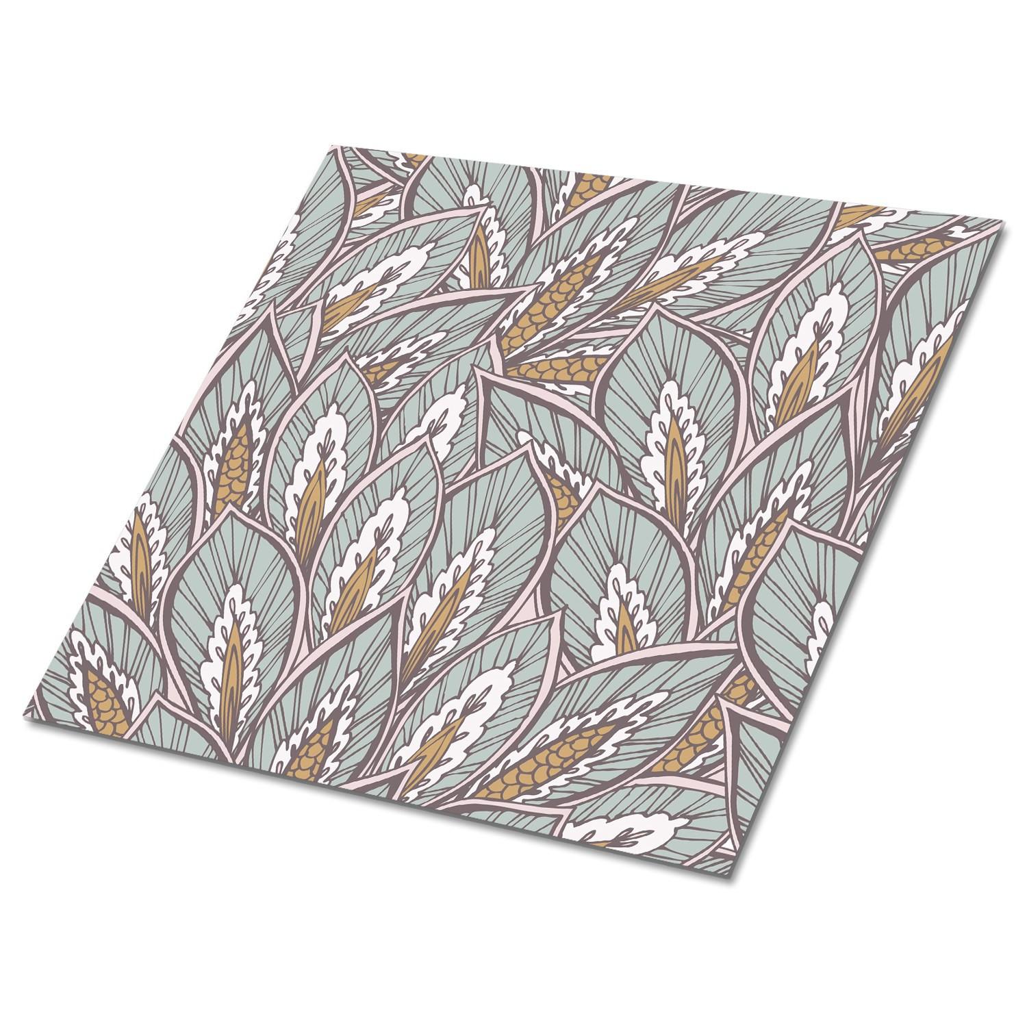 FLIESENAUFKLEBER 9 Stück 30x30 cm selbstklebend Östliches Blumenmuster - Grau, Textil (30/1.6/30cm) - TULUP