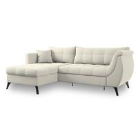 ECKSOFA MOLLIS Creme Geflochtener-Stoff mit Schlaffunktion - Creme, Holz (241/154cm) - MASSENO