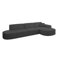 ECKSOFA Ottomane Rechts MARI-L2 - 328x171x79 cm Dunkelgrau Velours - Dunkelgrau/Schwarz, Holzwerkstoff/Kunststoff (171/328cm) - ALTDECOR
