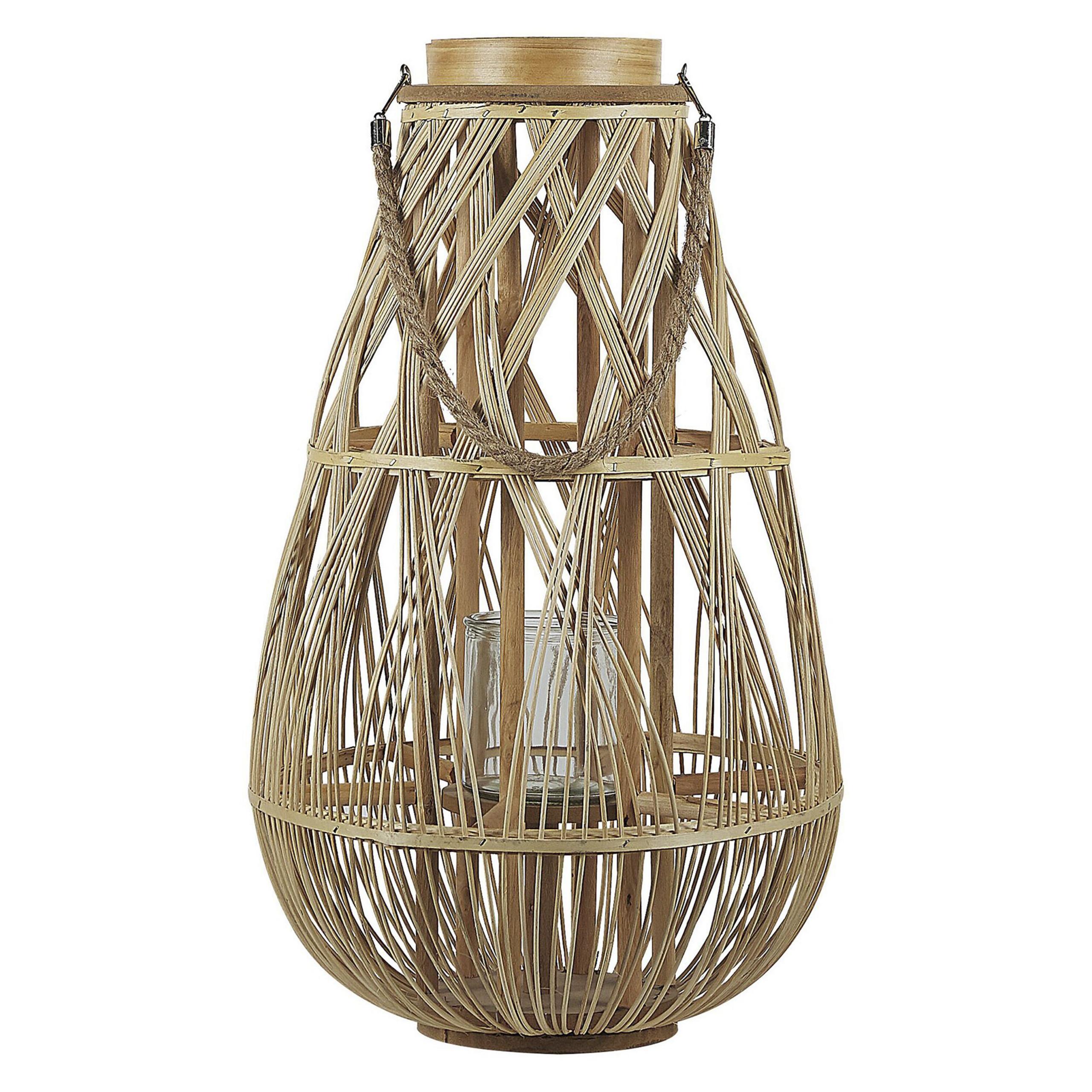LATERNE Heller Holzfarbton Tonga - Hellbraun, Holz (34/56/34cm) - Beliani
