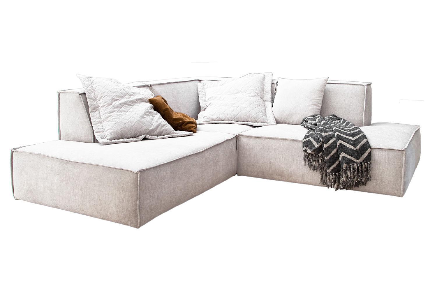 ECKSOFA SAMU Beige Webstoff - Beige/Schwarz, Textil (226/224cm) - KAWOLA