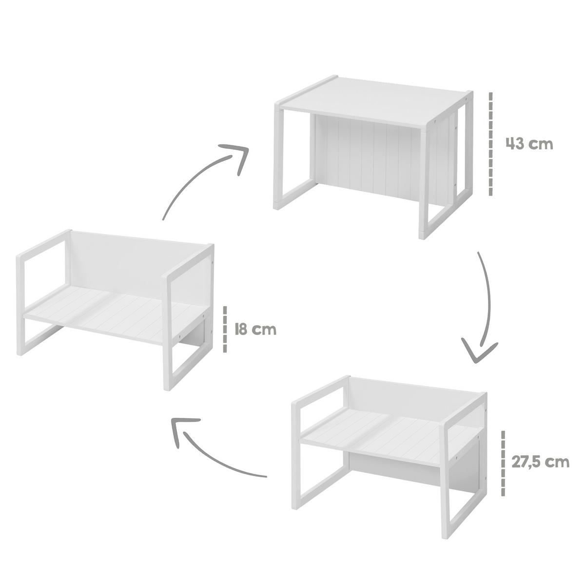 SITZBANK/ TISCH - Weiß, Holzwerkstoff (61/44/44.5cm) - Roba