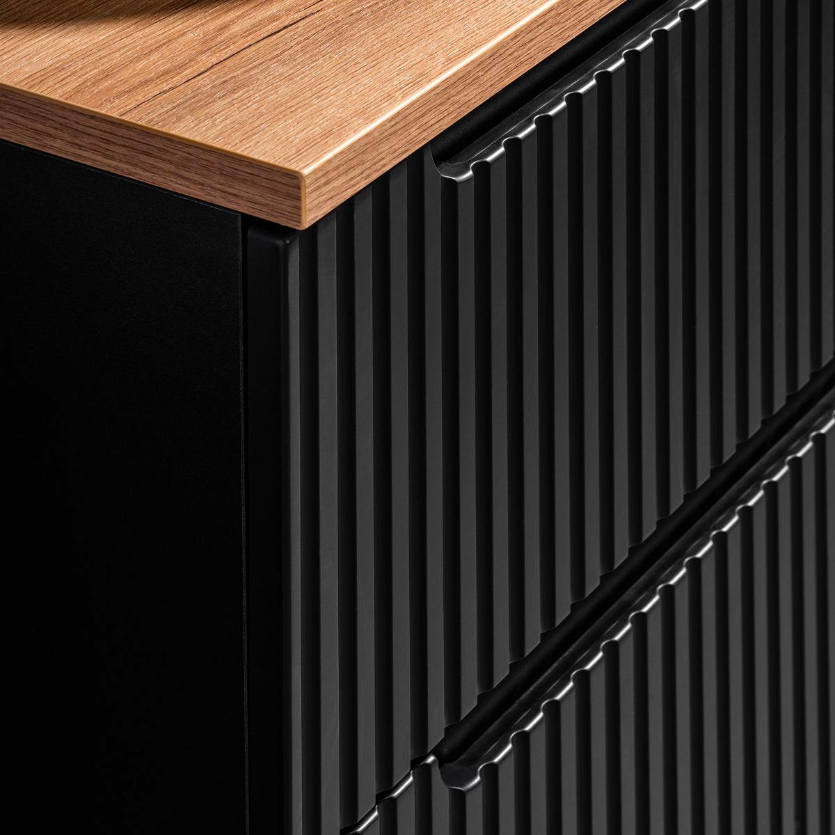 WASCHTISCHUNTERSCHRANK 50.4cm Riva Schwarz und Holz - Schwarz, Holzwerkstoff (50.4/59/40cm) - Petits-meubles