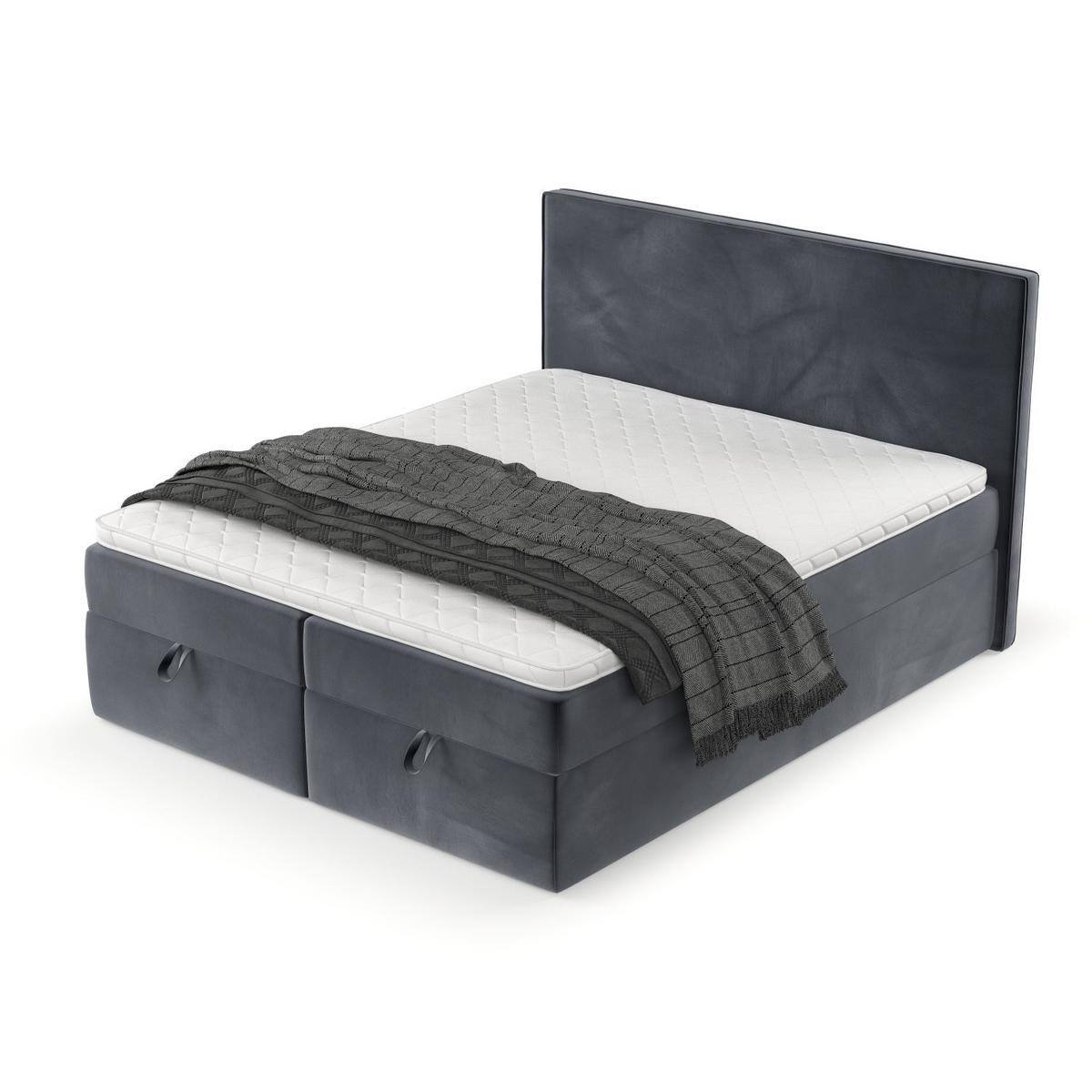 BOXBETT Velma 200/200 cm Dunkelgrau im Kronos Stoff - Dunkelgrau/Schwarz, Holz/Holzwerkstoff (200/200cm) - AltaBeds