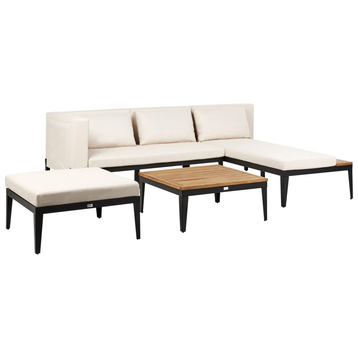 LOUNGE-SET 3-Sitzer Beige Bracciano - Hellbraun/Beige, Holz - Beliani