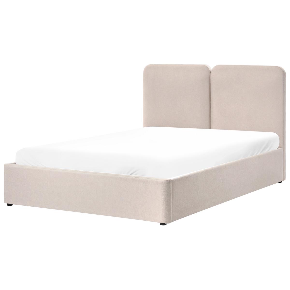 BETT mit Stauraum 160/200 cm Stoff Beige Arbois - Beige, Textil (160/200cm) - Beliani