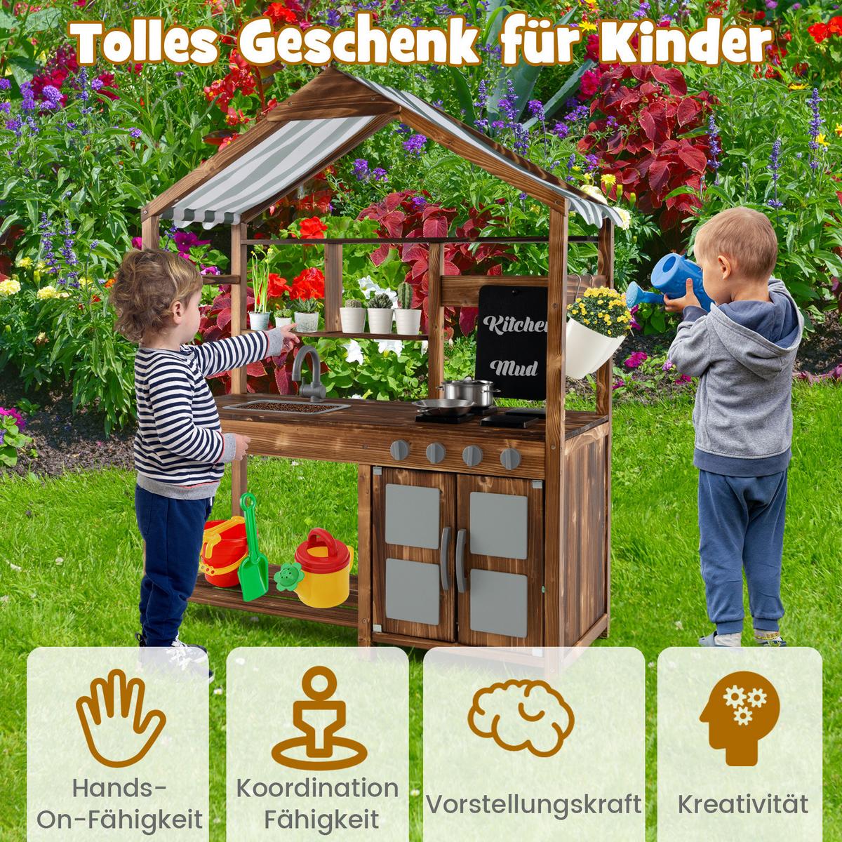KINDERKÜCHE Outdoor Natur - Naturfarben, Holz (42/100/126cm) - COSTWAY