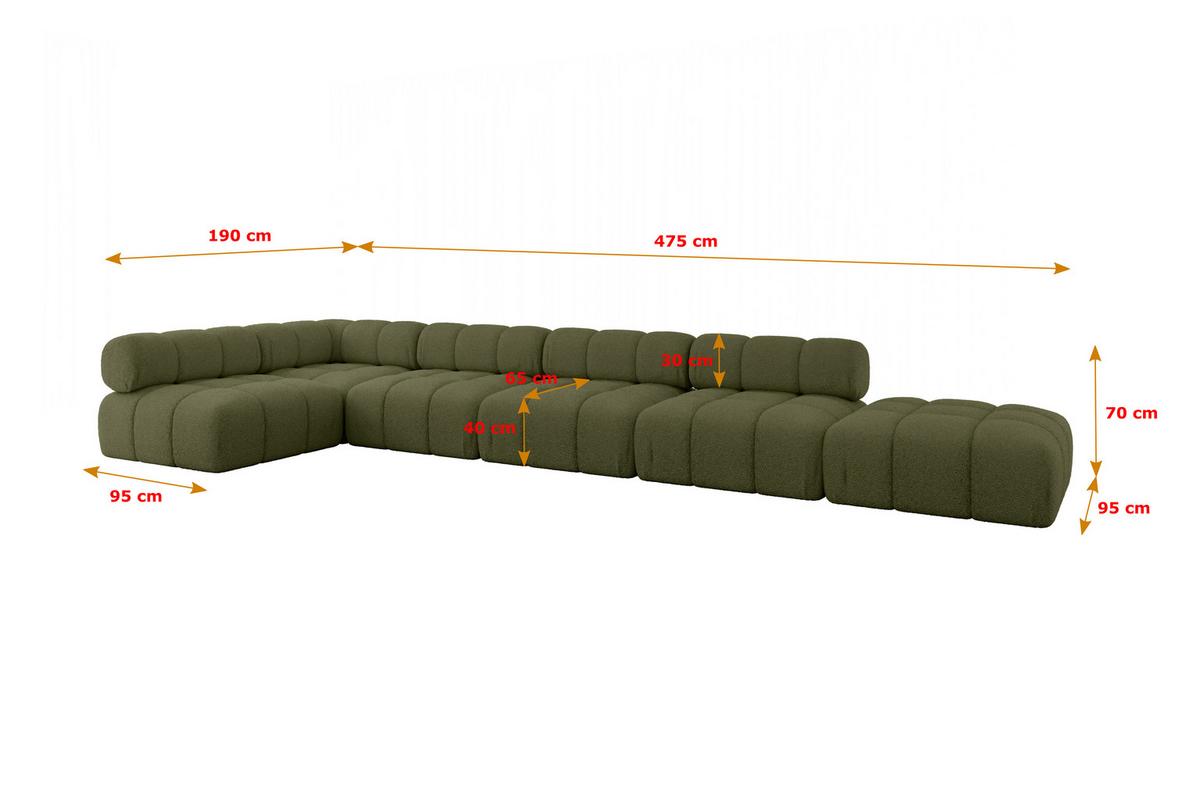 ECKSOFA modulares Sofa Favio-L3 - 475x190x70 cm Grün Bouclé - Grün, Holzwerkstoff/Textil (475/190cm) - ALTDECOR