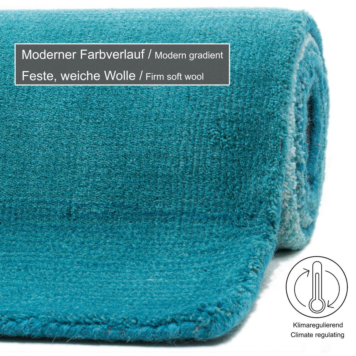 TUFTTEPPICH Wool Comfort 70x140 cm - Türkis, Textil (70/140cm) - THEKO