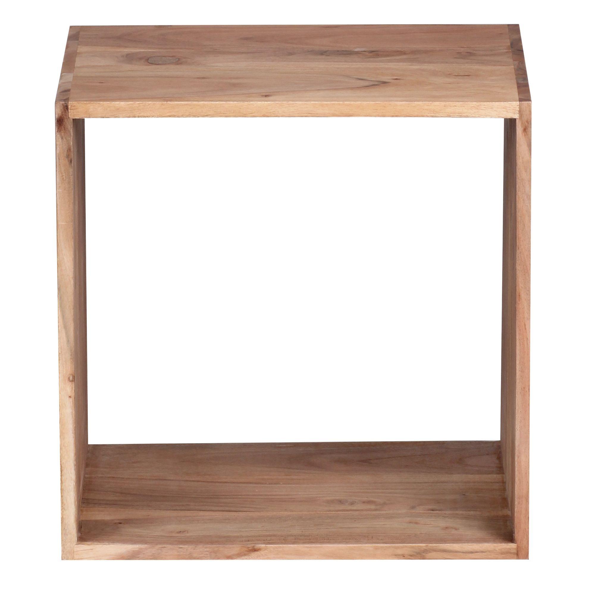BEISTELLTISCH Massivholz Regalform Cube NAKO, Beige 43x33x43 cm - Beige, Holz (33/43/43cm) - KADIMA DESIGN