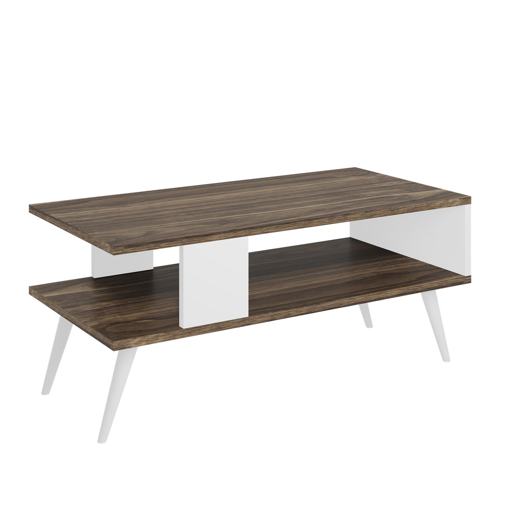 COUCHTISCH Lycksele 90/45/40 - Walnussfarben, Holzwerkstoff/Kunststoff (45/90/40cm) - [en.casa]