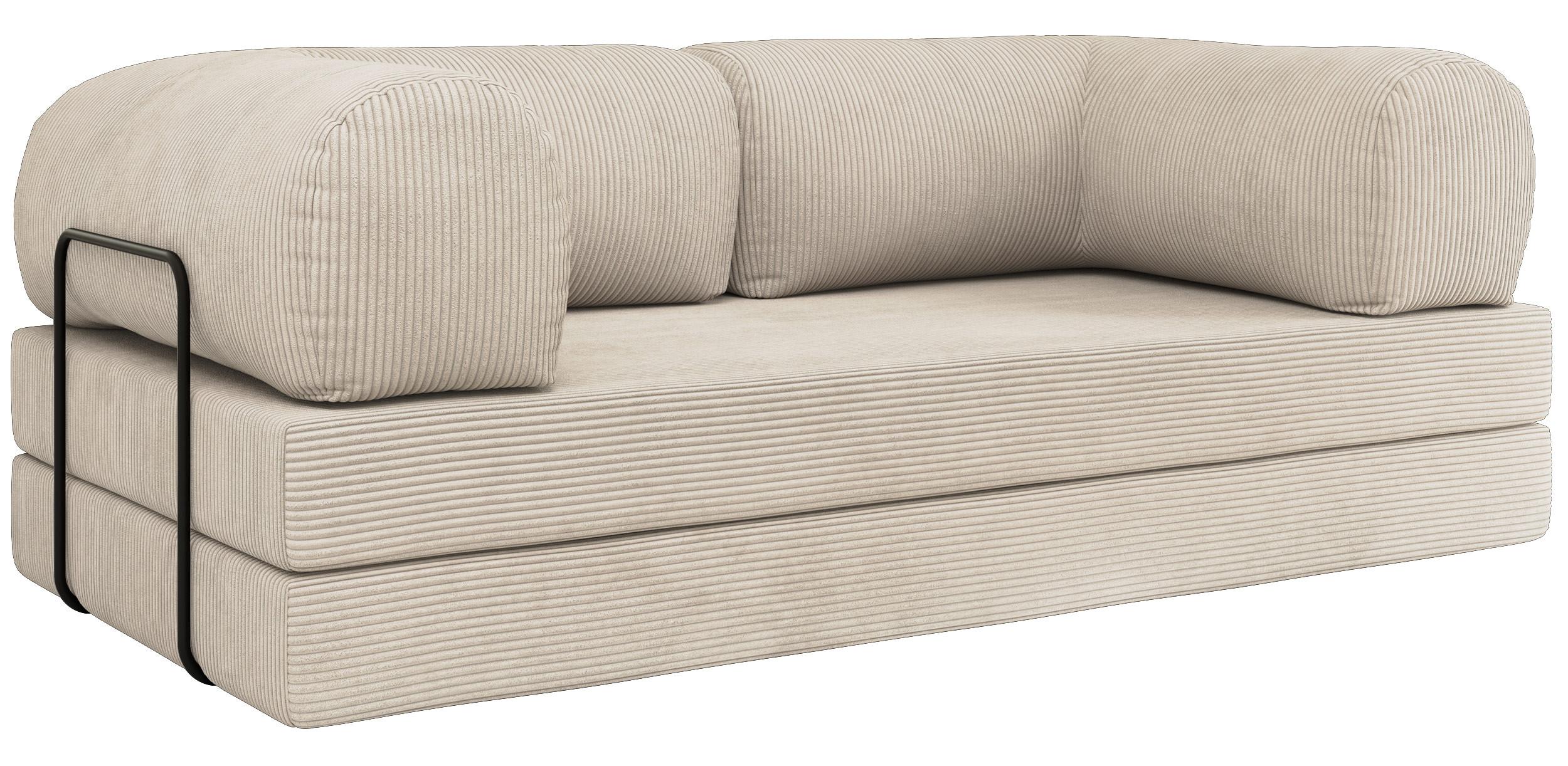 3-SITZER SOFA ORSETTO - Creme Cord - Creme/Schwarz, Textil/Metall (200/70/100cm) - MKS