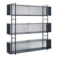 STANDREGAL Randaberg - Schwarz, Holzwerkstoff/Metall (180/180/33cm) - [en.casa]