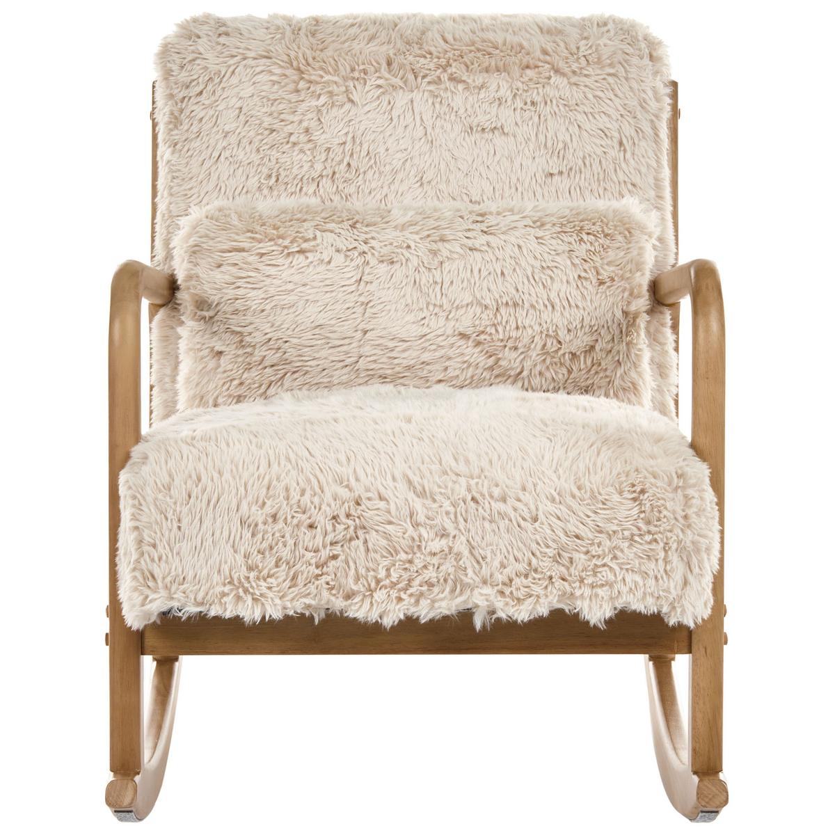 SCHAUKELSESSEL Webpelz Hellbeige Skovde - Beige/Braun, Textil (66/82/79cm) - Beliani