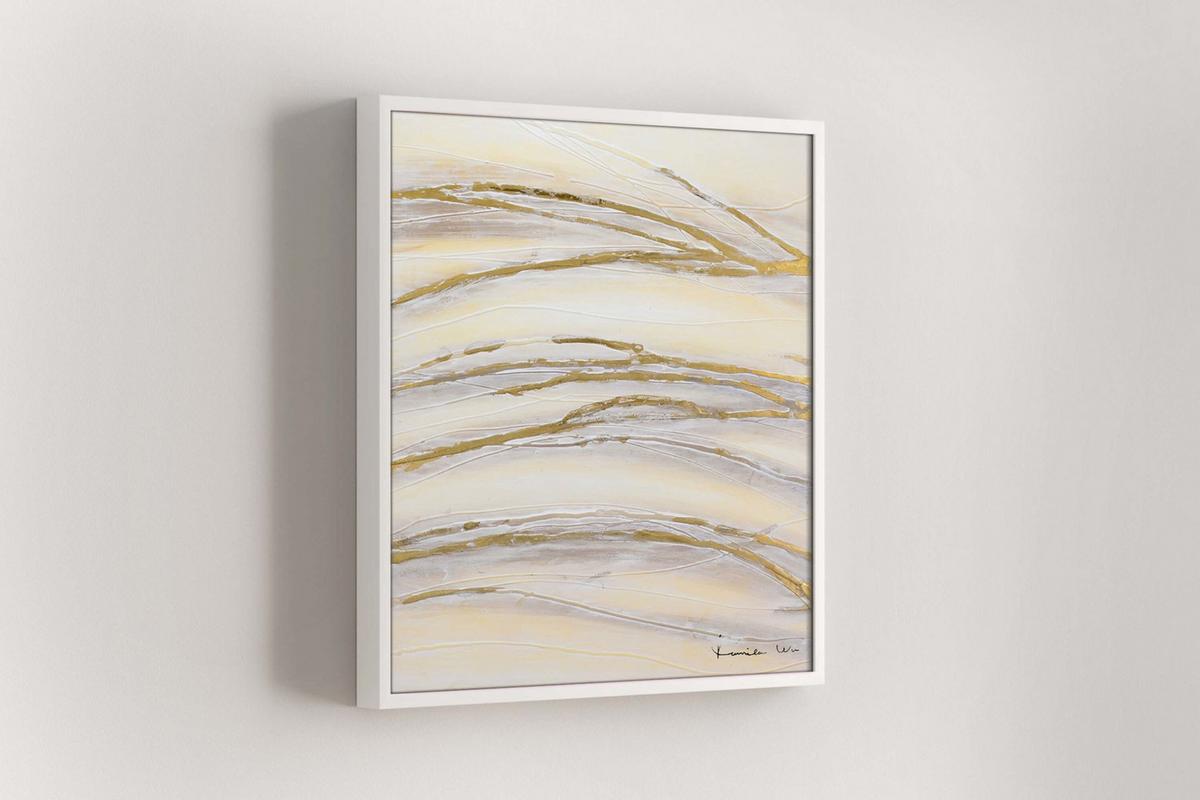 ACRYLBILD HANDGEMALT 80/80 cm - Goldfarben, Holz/Textil (80/80cm) - KUNSTLOFT