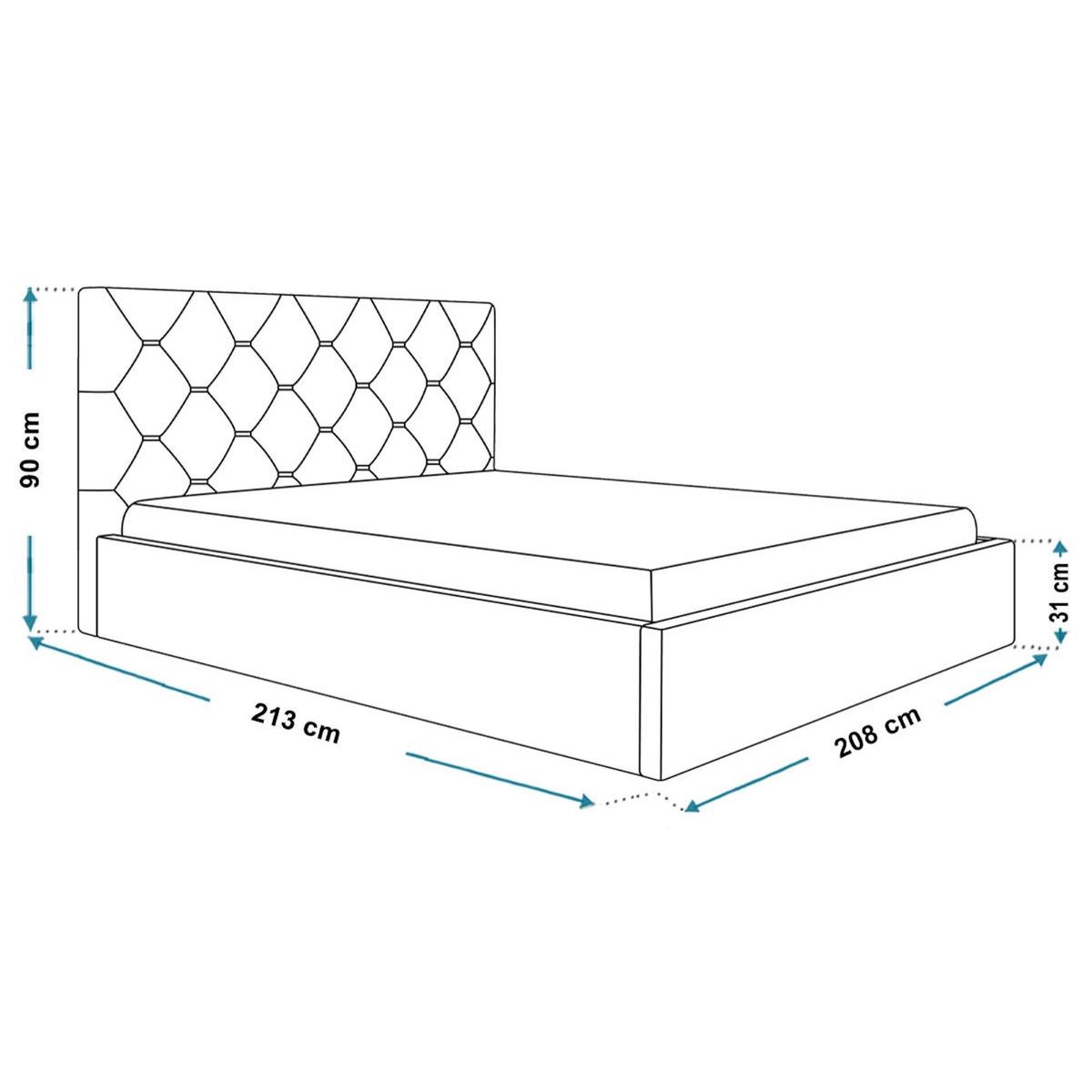 BETT 200x200 - Polsterbett mit Bettkasten und Metallrahmen - Elegant Betten - Weicher Jasminstoff - Kollektion Boston, Schwarz - Schwarz, Holz/Textil (200/200cm) - Alpi-Möbel