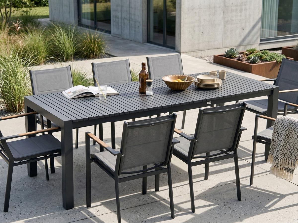GARTENTISCH Ausziehbar 160/220/90 cm Metall Dunkelgrau Ardesio - Dunkelgrau, Metall (160/90/75cm) - Beliani