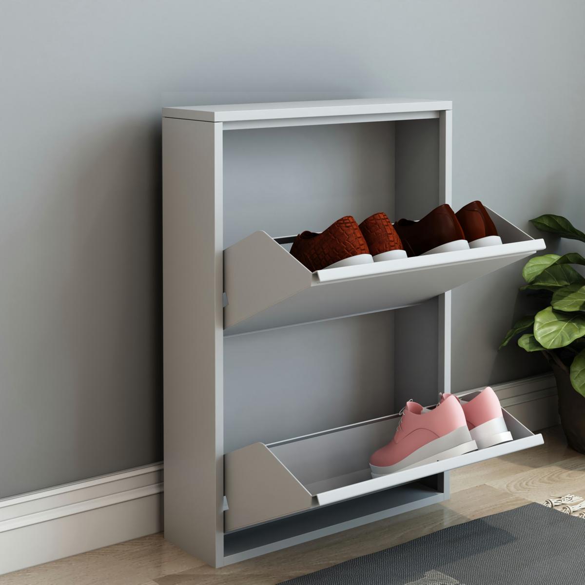 SCHUHKIPPER Sokndal - Weiß, Metall (50/71/15cm) - [en.casa]