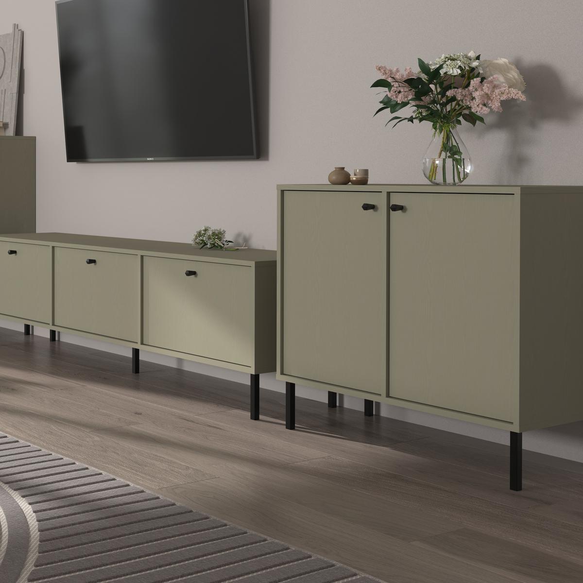 KOMMODE TORINO 84/74/41 cm mit 2 Türen Hellgrün - Hellgrün, Holzwerkstoff (84/74/41cm) - MASSENO