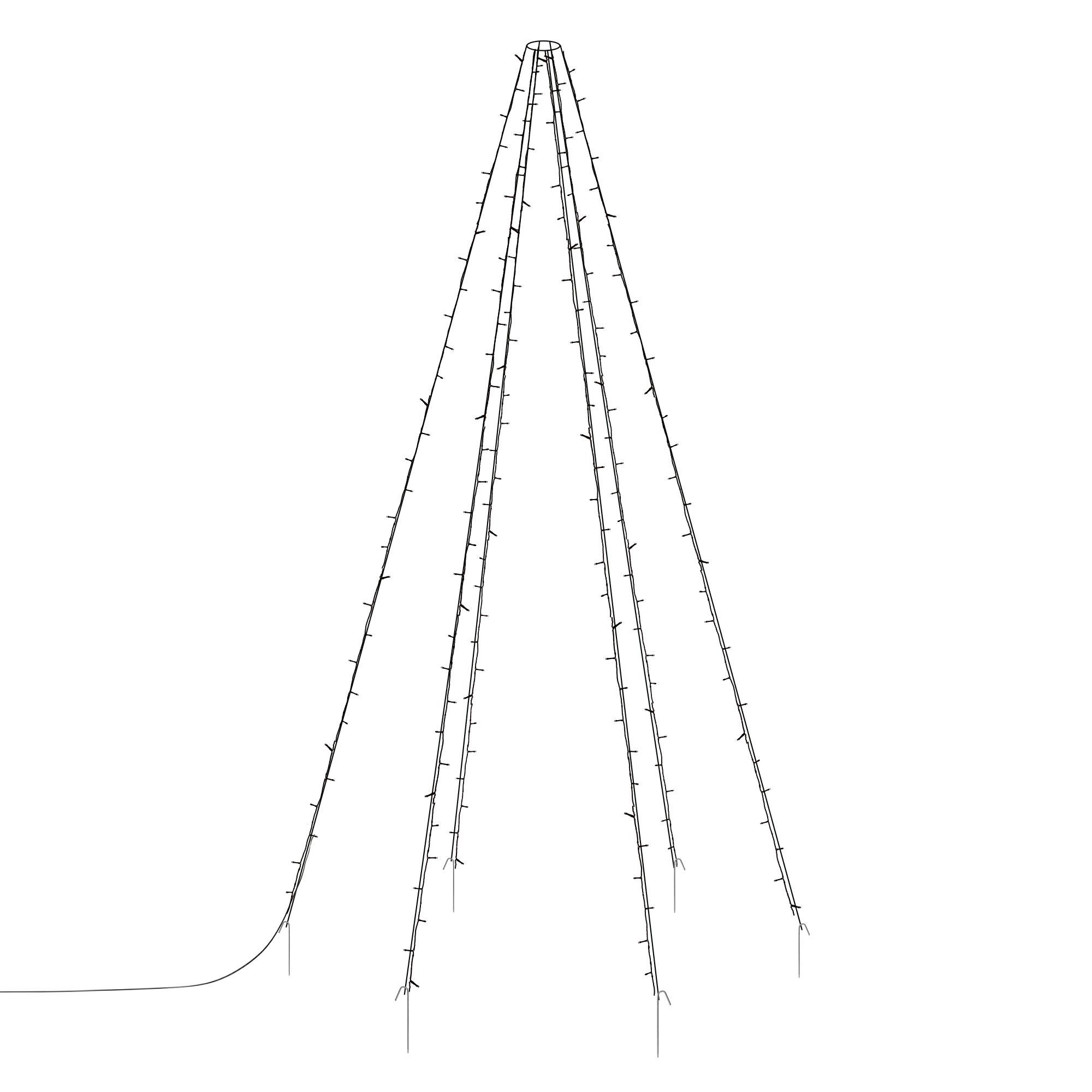FAHNENMAST LICHTERKETTE 6 Stränge-2,08m 192LED Warmweiß Schwarz Aussen - Schwarz, Kunststoff (208cm) - ECD-Germany