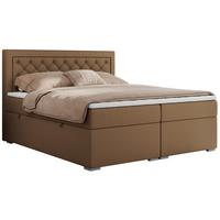 BOXBETT JASIR 120/200 - Braun Kunstleder - H3 - Braun, Holz/Textil (120/200cm) - MKS