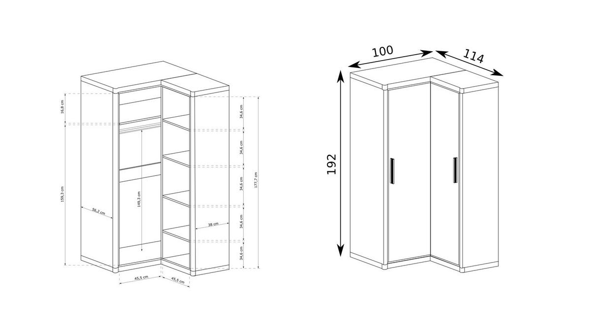 DREHTÜRENSCHRANK MALAGA 100/192/58 cm 2-türig Sonoma Eiche - Sonoma Eiche, Holzwerkstoff (100/192/58cm) - MASSENO