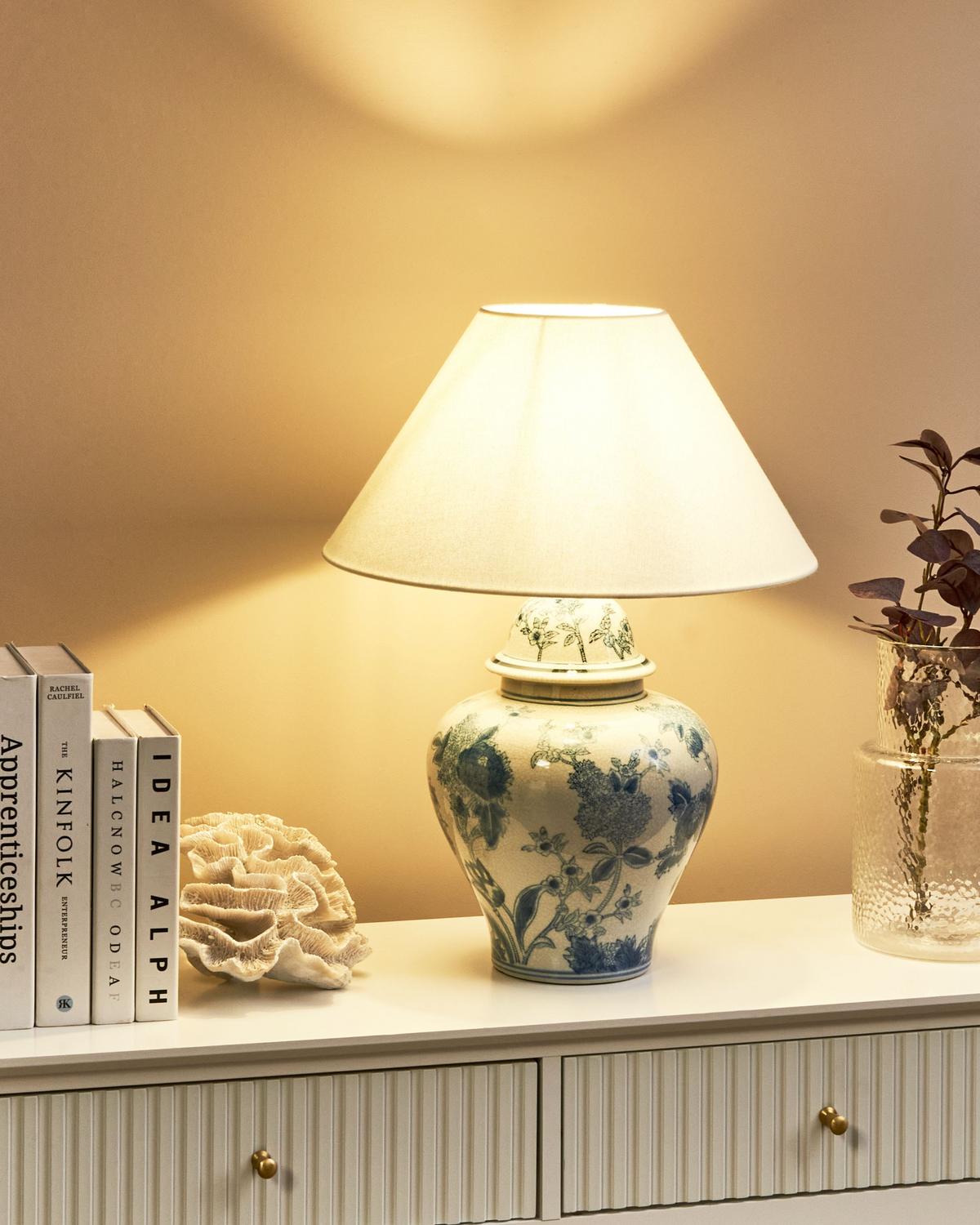 TISCHLAMPE Porzellan Weiß / Blau Sorraia - Weiß, Keramik (40/40/53cm) - Beliani