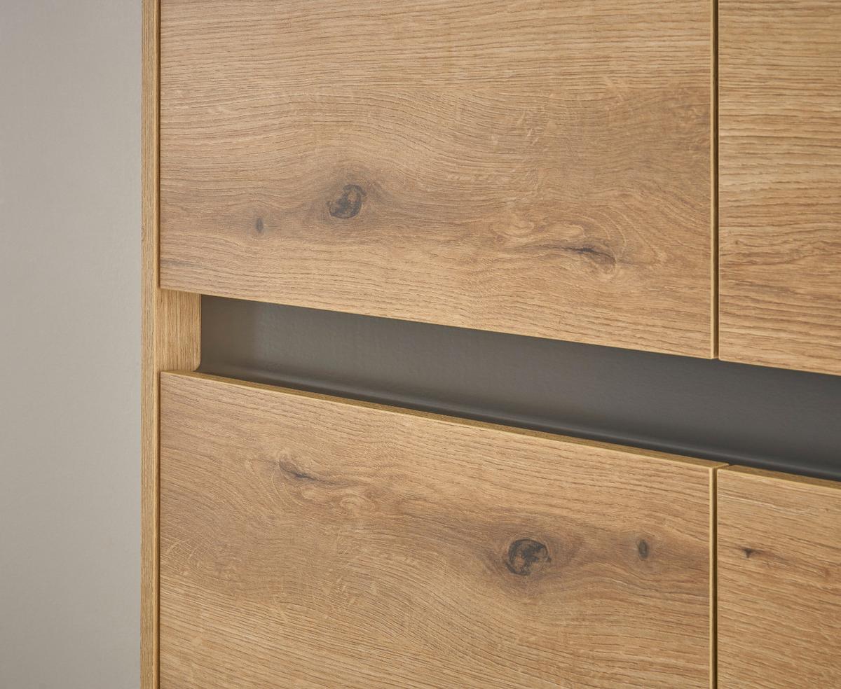 HIGHBOARD Evoke Eiche, Grau, 100 x 120 cm, Kommode 4-türig 8 Fächer - Eichefarben/Schwarz, Holzwerkstoff/Kunststoff (100/120/40cm) - Furn.Design