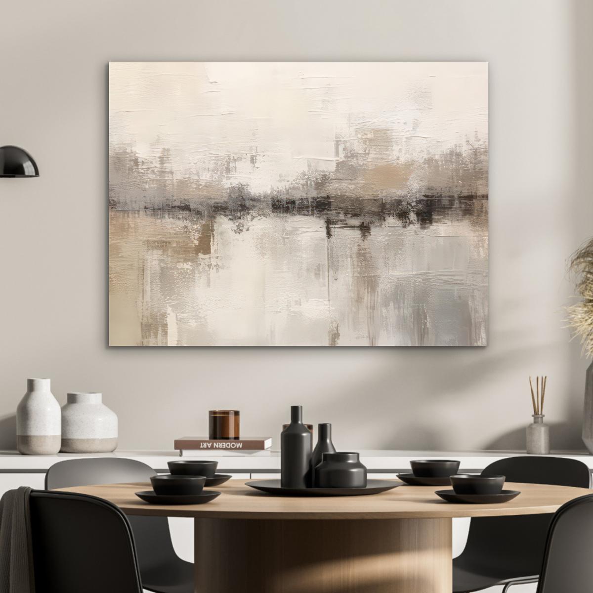 METALLBILD Moderne Kunst - Abstrakt - Beige 80x60 cm - Beige, Metall (80/60cm) - MuchoWow