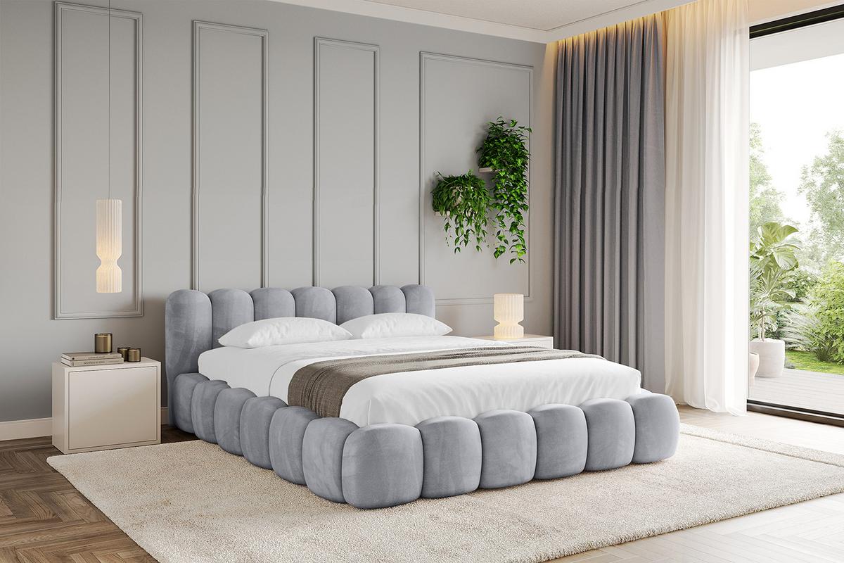 POLSTERBETT mit Bettkasten und Lattenrost, Bett mit Matratze H3/H4 - SENA-v1 180x200 Hellgrau - Hellgrau, Holzwerkstoff/Textil (180/200cm) - ALTDECOR