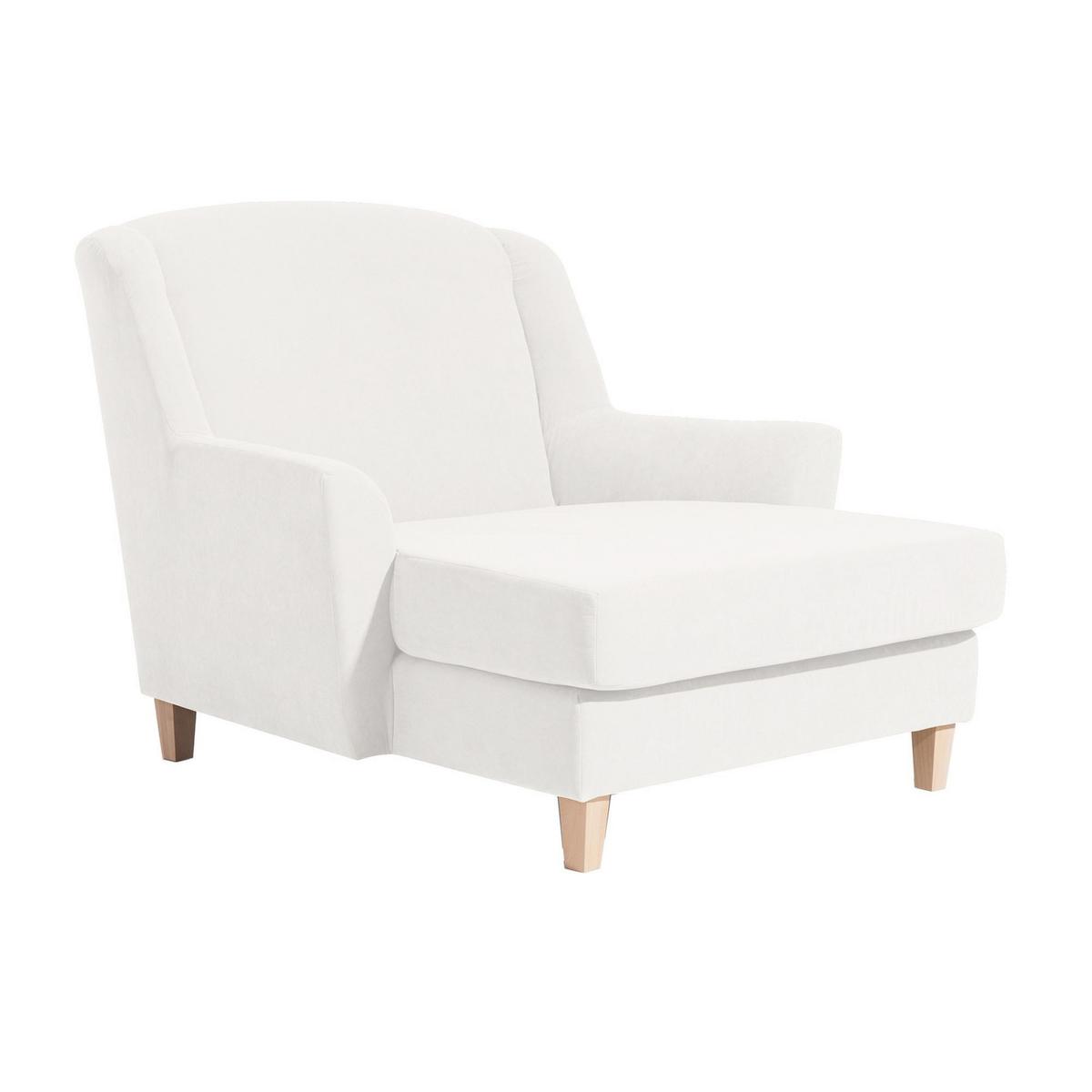 SESSEL XXL Karil Bezug Veloursstoff Buche natur / creme - Weiß, Kunststoff (136/107/142cm) - 58aufmkessel