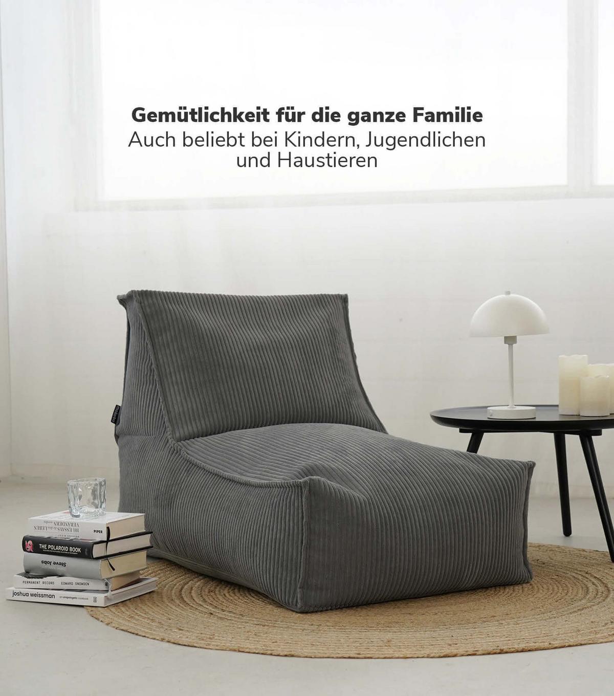 SITZSACK Cord Der Gelassene - Anthrazit, Textil (60/65/95cm) - Mokebo