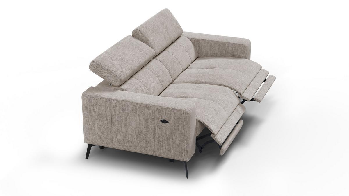 RELAXSOFA MORELLO 3-Sitzer, beige, 2 x Relax Zero Gravity - Beige, Holz/Textil (206/82/103cm) - Wozimo