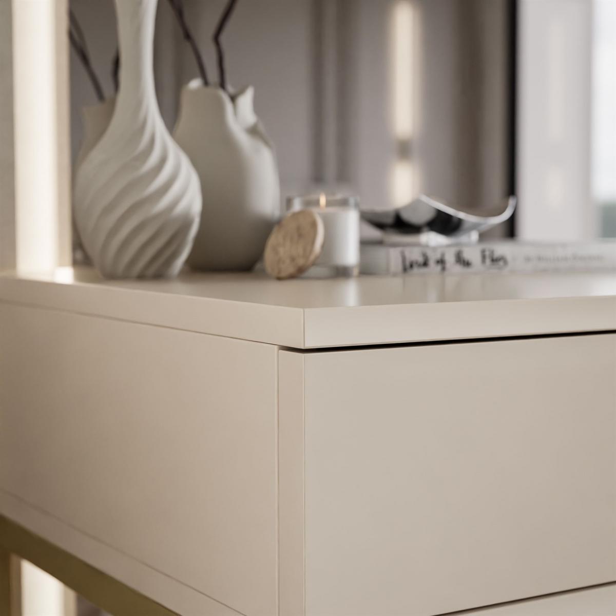 KONSOLE Glamour auf goldenem Gestell PUSH OPEN - Kaschmir, Holzwerkstoff (100/81/42cm) - Lookway