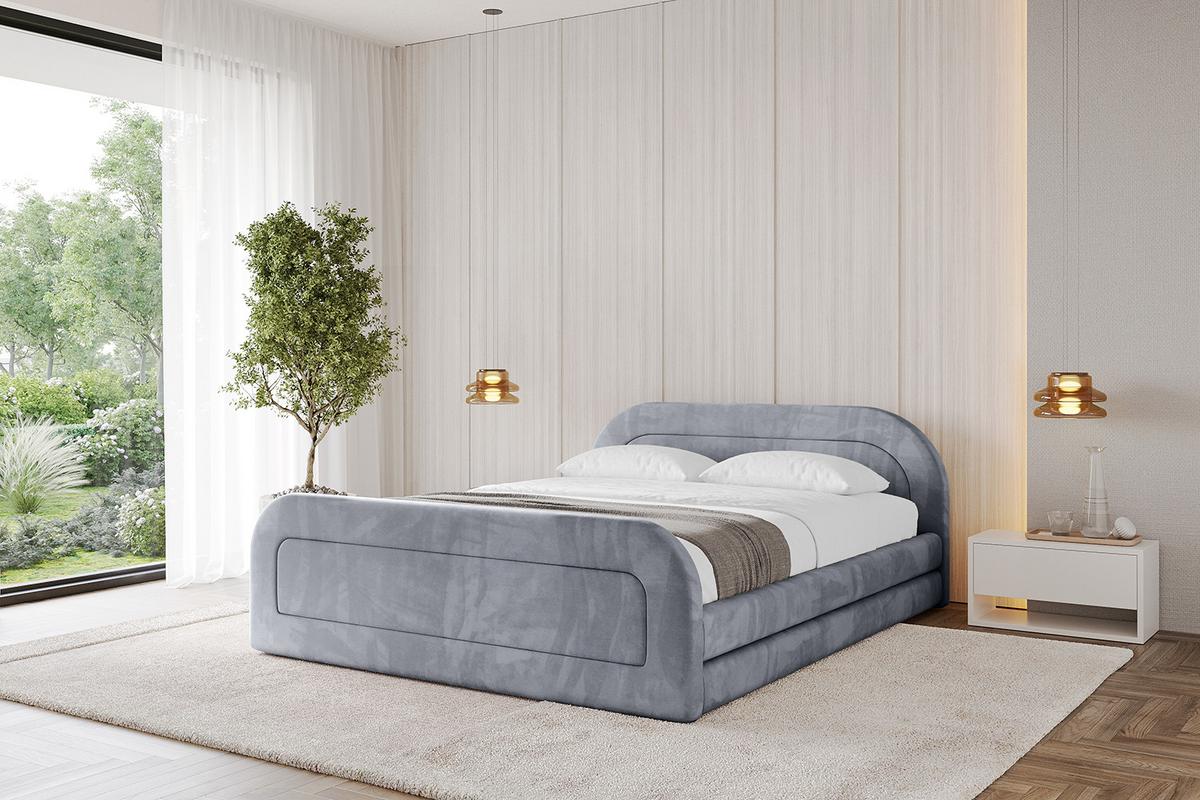 POLSTERBETT mit Bettkasten, Fußteil und Lattenrost, Boxbett ohne Matratze - LERIS-v1-Z 180x200 Grau - Grau, Holzwerkstoff/Textil (180/200cm) - ALTDECOR