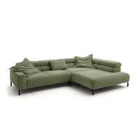 ECKSOFA DELIA Grün Cord - Schwarz/Olivgrün, Textil/Metall (312/219cm) - KAWOLA