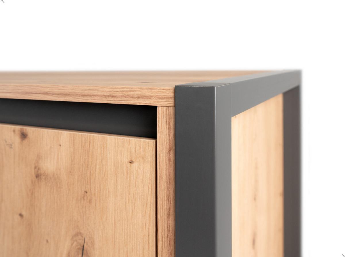 HIGHBOARD Artisan Eiche und Anthrazit, große Kommode 120 x 140 cm - Anthrazit/Eiche Artisan, Holzwerkstoff (120/140/40cm) - Furn.Design