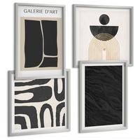 BILDER SET 4er Set - 50x50 cm & 40x60 cm Silberner Rahmen - Abstrakte Marmorformen - Silberfarben, Kunststoff (50/50cm) - TULUP