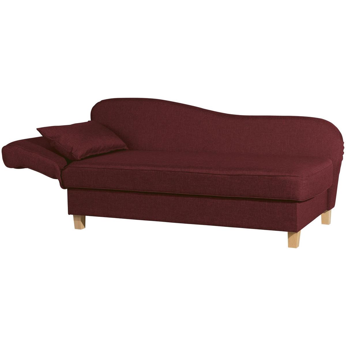 RECAMIERE mit Armteil links klappbar Katia Bezug Flachgewebe Buche natur / rot - Rot, Kunststoff (190/82/88cm) - 58aufmkessel