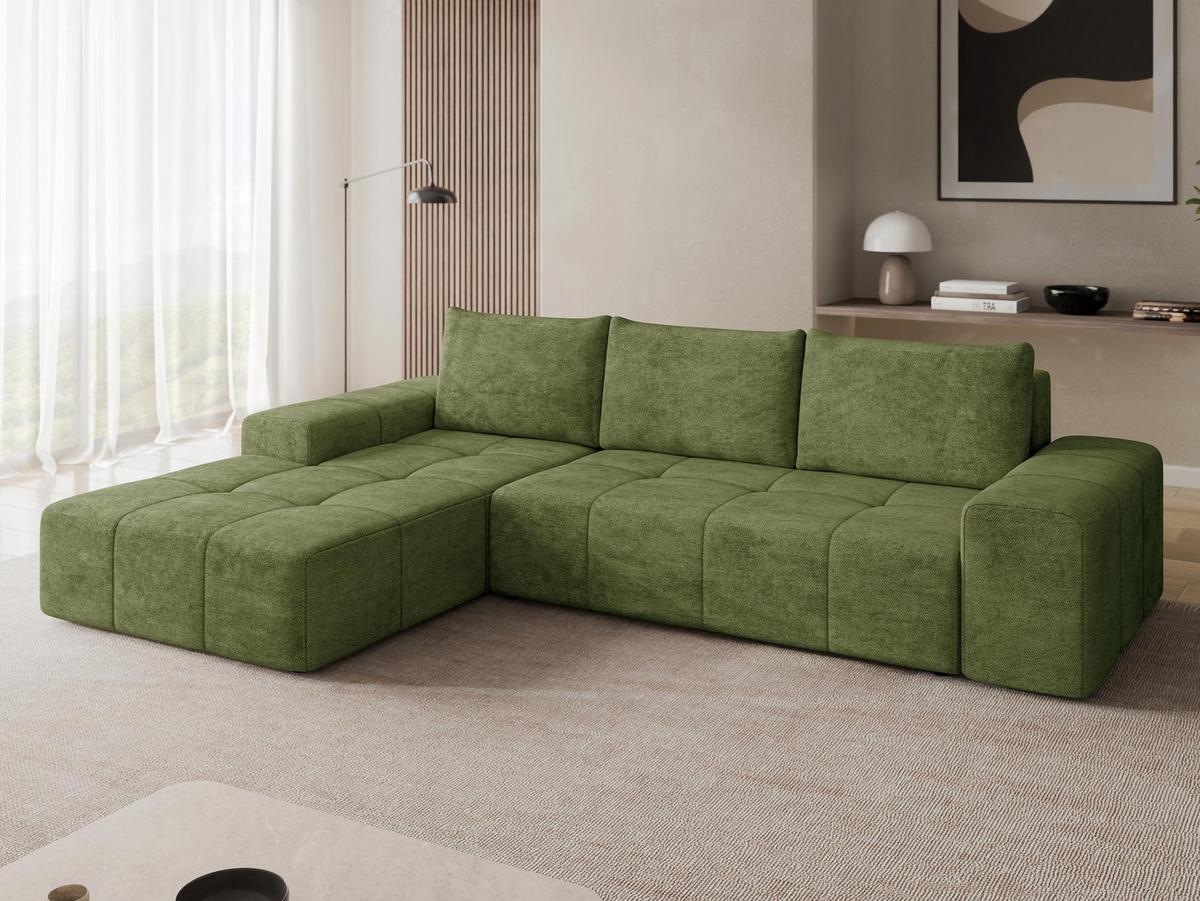 ECKSCHLAFSOFA Tonseo L, Seite: Links - Dunkelgrün/Schwarz, Holz/Kunststoff (275/173cm) - MIRJAN24