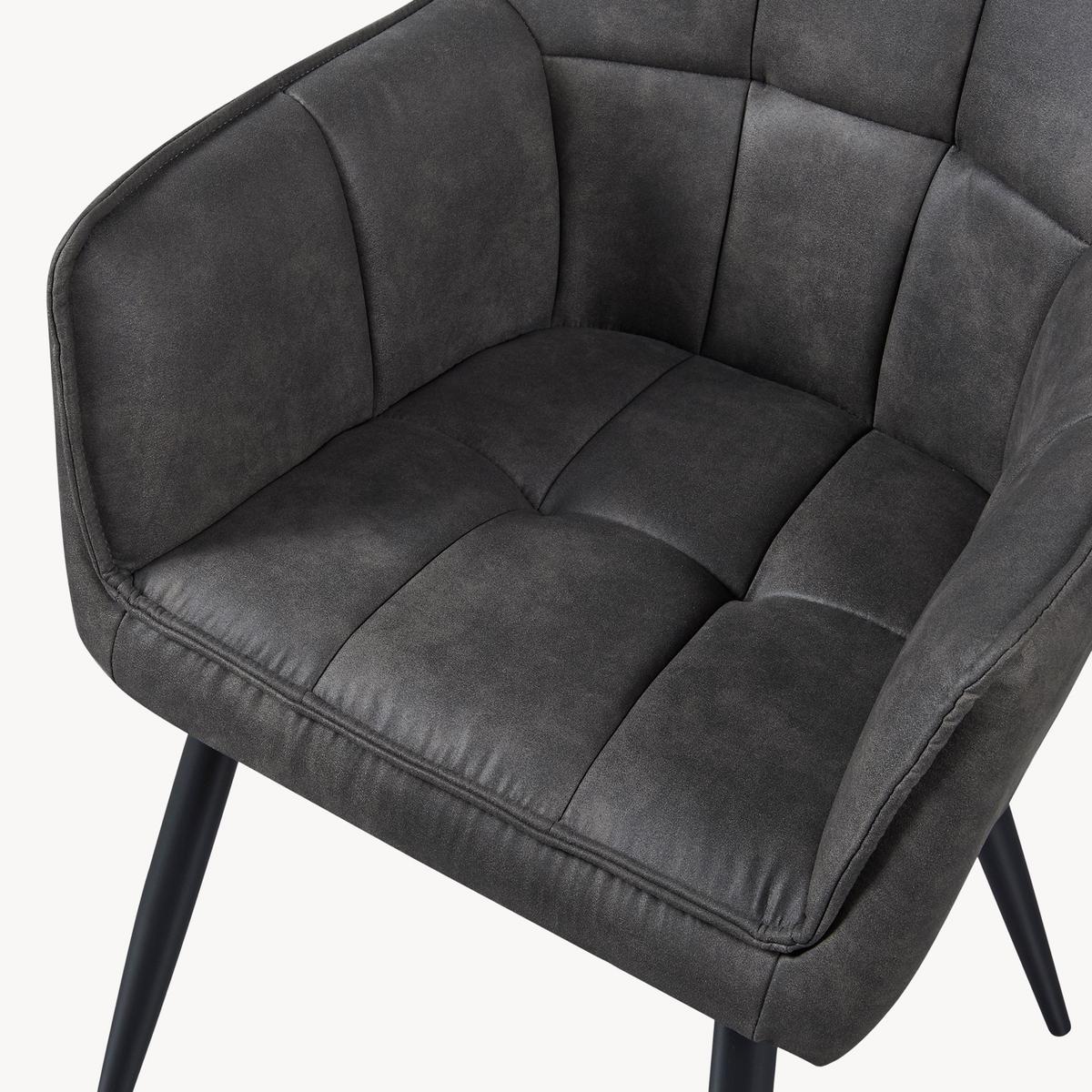 ARMLEHNSTUHL Birmingham - Dunkelgrau/Schwarz, Textil/Metall (60/82/59cm) - [en.casa]