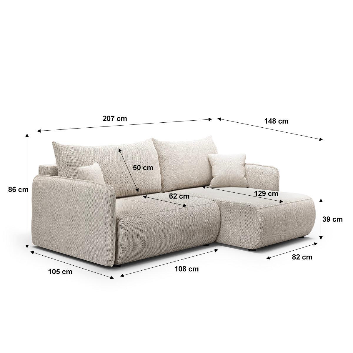 ECKSOFA Claudio 3 Sitzplätze Hellgrau - Grau, Holz (207/148cm) - Petits-meubles