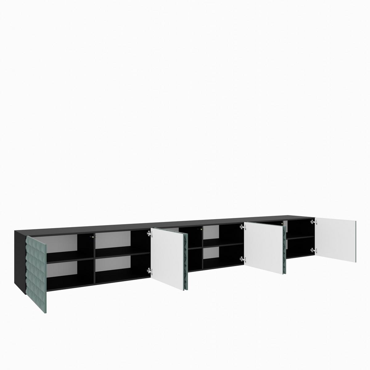 LOWBOARD ROVA 300/41/40 cm, Hängender TV-Schrank Schwarz / Grün - Schwarz/Grün, Holzwerkstoff (300/41/40cm) - MASSENO