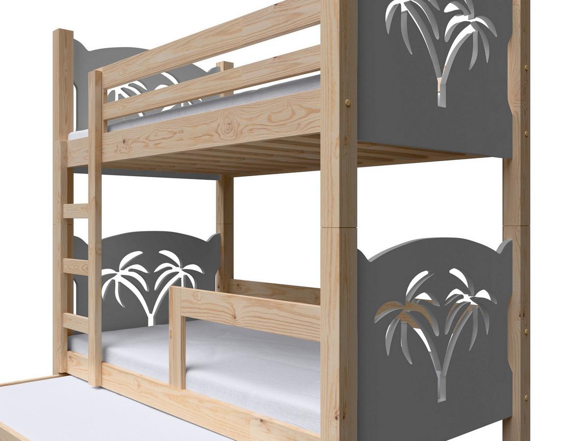 ETAGENBETT LEONE mit Bettkasten 80x180 cm Kieferfarben - Kieferfarben/Grau, Holz (80/180cm) - MASSENO