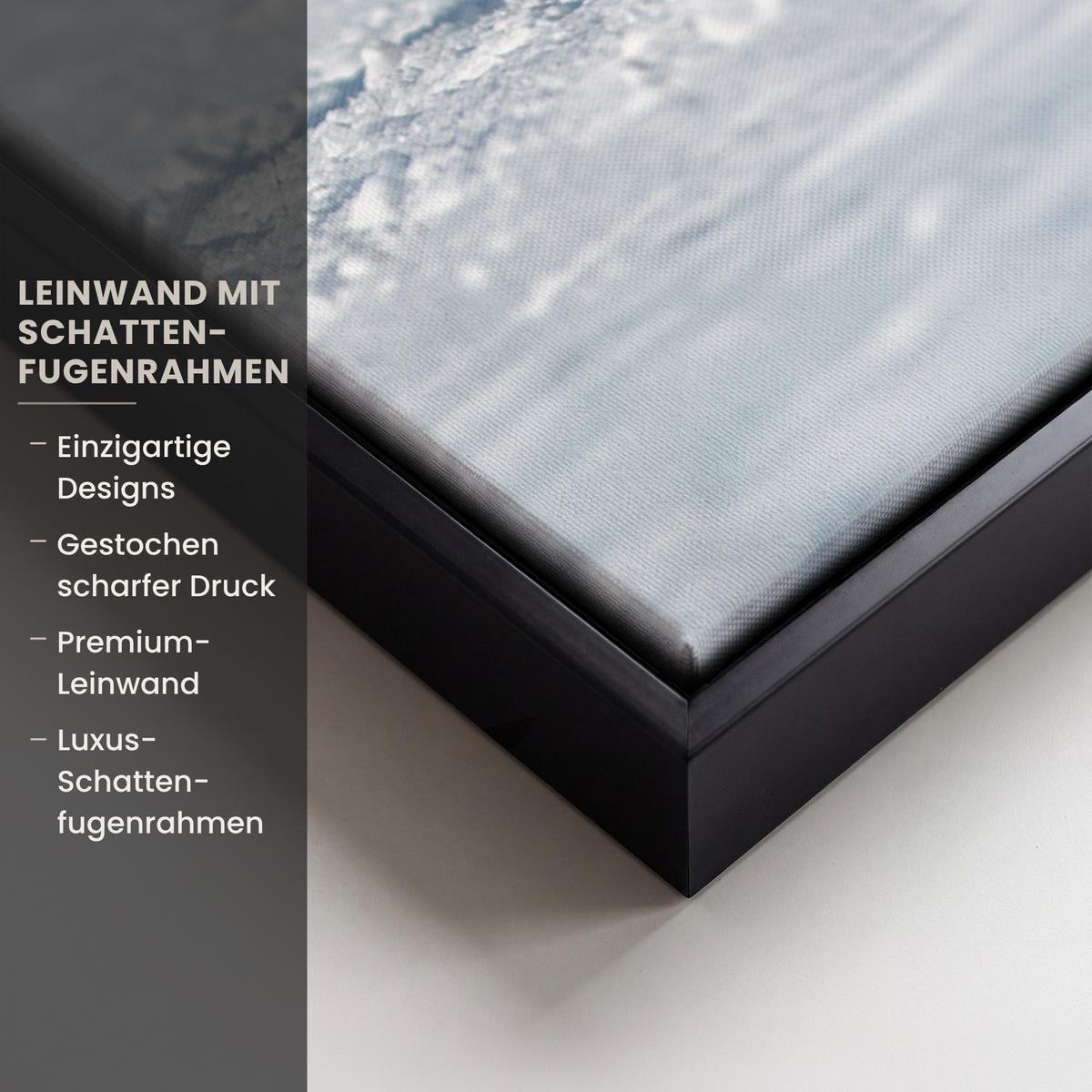 LEINWAND Bilder mit Rahmen - Pferde - Winter - Tiere - Natur - Schnee - 50x50 - Anthrazit, Textil (50/50cm) - MuchoWow